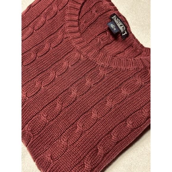 Lands' End Other - Vintage Lands End Sweater Mens XL 100% Cotton Maroon Pullover Crewneck
